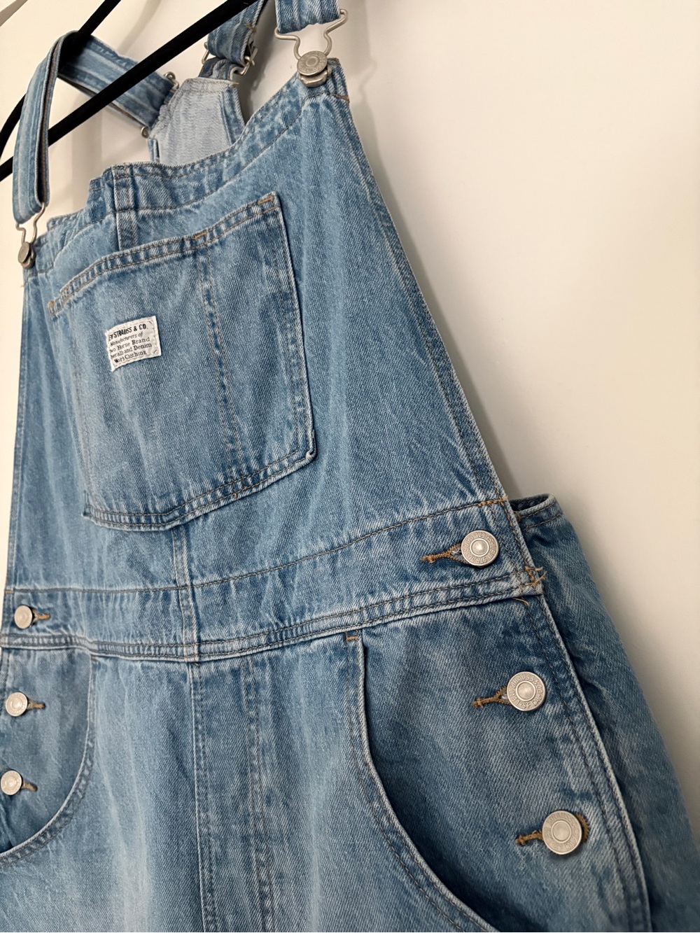 Levi's Light Blue Denim Short Overalls - Picture 2 of 5